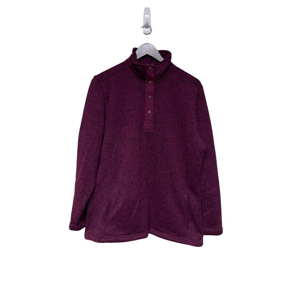 Orvis 1/4 Snap Burgundy Purple Pullover Sweater Shirt Size Large